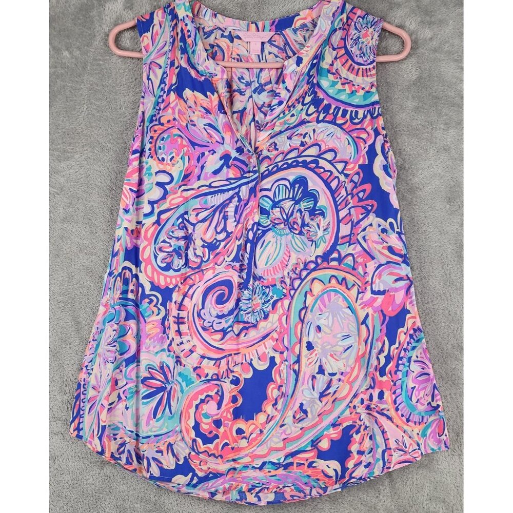 Lilly Pulitzer Tank Top‎ Womens Small Multicolor Paisley Print Sleeveless Blouse